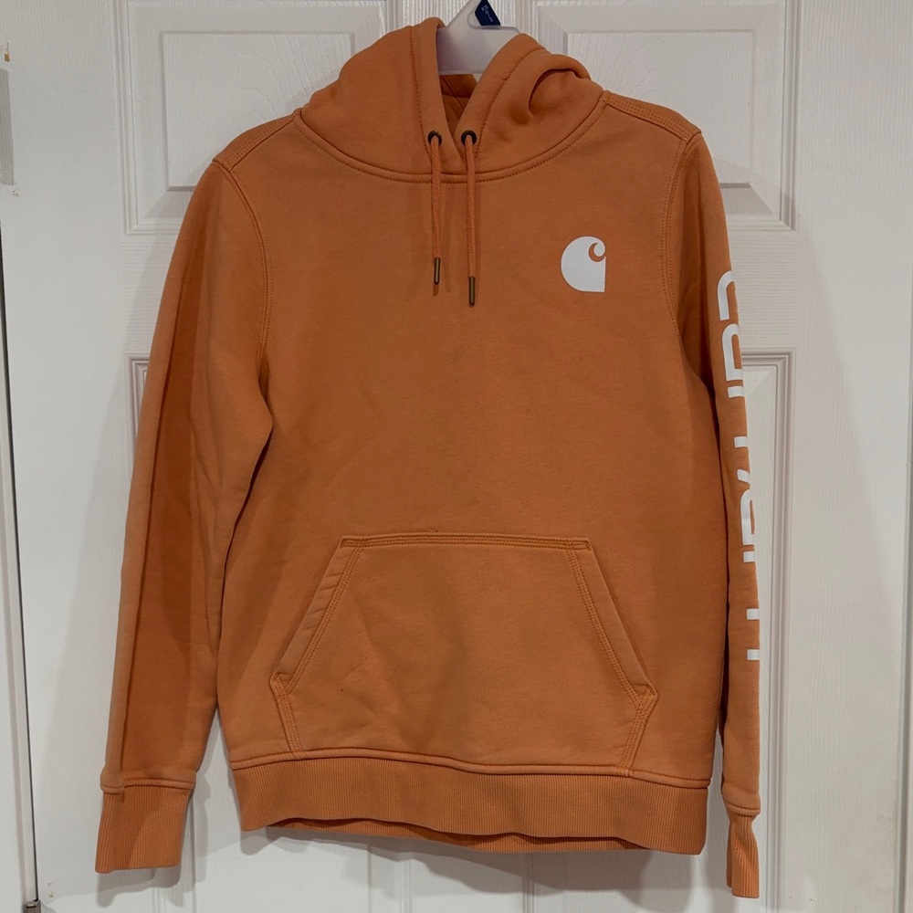 Carhartt Woman’s Orange Hoodie - Has Some Stains